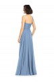 Bleu poussiéreux Trapèze Mousseline Longue Robes demoiselle d'honneur Pas Cher