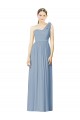 Bleu poussiéreux Trapèze Mousseline Longue Robes demoiselle d'honneur Pas Cher