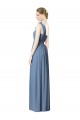 Bleu poussiéreux Trapèze Mousseline Longue Robes demoiselle d'honneur Pas Cher