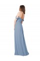 Bleu poussiéreux Trapèze Mousseline Longue Robes demoiselle d'honneur Pas Cher