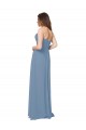 Bleu poussiéreux Trapèze Mousseline Longue Robes demoiselle d'honneur Pas Cher