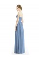 Bleu poussiéreux Trapèze Sans bretelle Mousseline Longue Robes demoiselle d'honneur Pas Cher