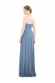 Bleu poussiéreux Trapèze Sans bretelle Mousseline Longue Robes demoiselle d'honneur Pas Cher