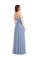 Bleu poussiéreux Trapèze Sans bretelle Mousseline Longue Robes demoiselle d'honneur Pas Cher