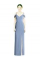 Bleu poussiéreux Trapèze Épaule Dénudée Mousseline Longue Formelles Robes demoiselle d'honneur / Robes de soirée Pas Cher