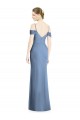 Bleu poussiéreux Trapèze Épaule Dénudée Mousseline Longue Formelles Robes demoiselle d'honneur / Robes de soirée Pas Cher