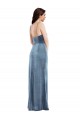Bleu poussiéreux Trompette Bretelles spaghetti Velours Stretch Longue Formelles Robes demoiselle d'honneur / Robes de soirée / Robes de bal Pas Cher