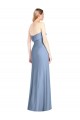 Bleu poussiéreux Trompette Sans bretelle Mousseline Longue Robes demoiselle d'honneur Pas Cher