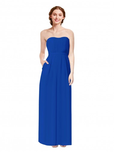 Bleu roi Fourreau Mousseline Longue Robes demoiselle d'honneur Pas Cher