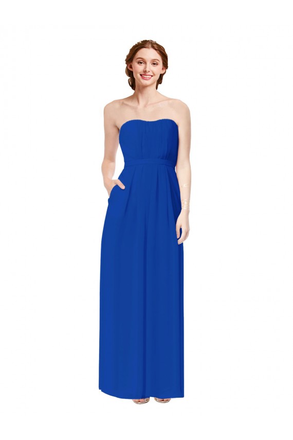 Bleu roi Fourreau Mousseline Longue Robes demoiselle d'honneur Pas Cher