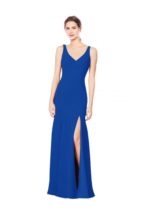 Bleu roi Fourreau Mousseline Longue Robes demoiselle d'honneur Pas Cher