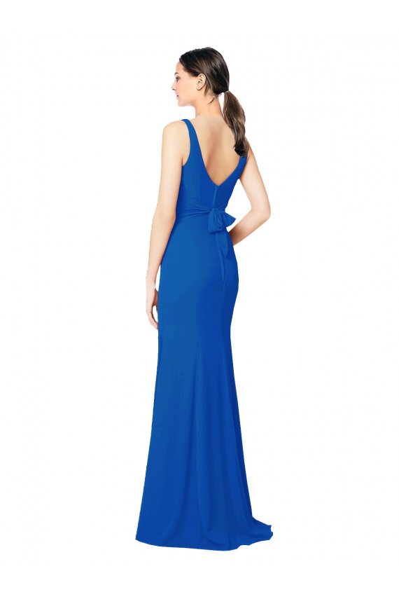 Bleu roi Fourreau Mousseline Longue Robes demoiselle d'honneur Pas Cher