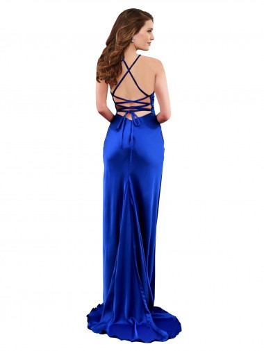 Bleu roi Fourreau Satiné Soyeux Longue Formelles Robes demoiselle d'honneur / Robes de soirée / Robes de bal
