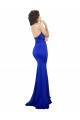 Bleu roi Sirène Col Haut Crêpe Stretch Longue Formelles Robes demoiselle d'honneur / Robes de soirée / Robes de bal Pas Cher