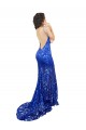 Bleu roi Sirène Col Haut Dentelle Longue Robes demoiselle d'honneur / Robes de bal Pas Cher