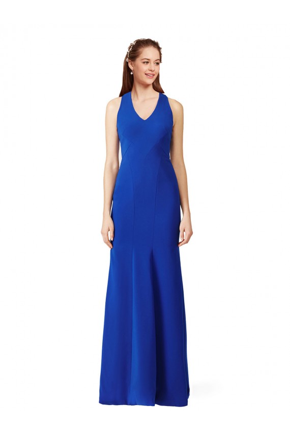 Bleu roi Sirène Col V Crêpe Stretch Longue Formelles Robes demoiselle d'honneur / Robes de soirée / Robes de bal Pas Cher