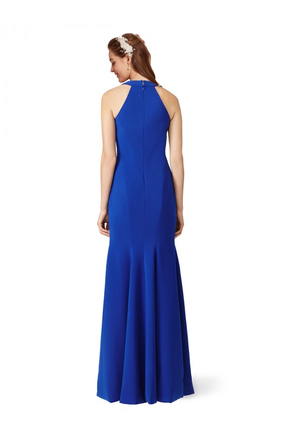 Bleu roi Sirène Col V Crêpe Stretch Longue Formelles Robes demoiselle d'honneur / Robes de soirée / Robes de bal Pas Cher