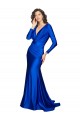 Bleu roi Sirène Col V Satiné Soyeux Longue Formelles Robes demoiselle d'honneur / Robes de soirée / Robes de bal Pas Cher