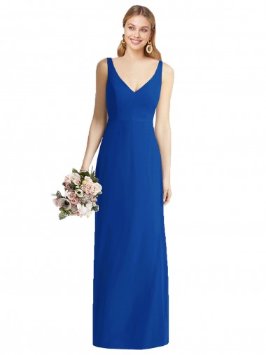 Bleu roi Sirène Sans bretelle Mousseline Longue Robes demoiselle d'honneur Pas Cher