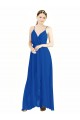 Bleu roi Trapèze Bretelles spaghetti Col V Mousseline Longue Robes demoiselle d'honneur Pas Cher