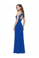Bleu roi Trapèze Bretelles spaghetti Col V Mousseline Longue Robes demoiselle d'honneur Pas Cher