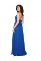 Bleu roi Trapèze Col V Mousseline Longue Robes demoiselle d'honneur Pas Cher