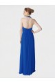 Bleu roi Trapèze Licou Mousseline Longue Robes demoiselle d'honneur Pas Cher