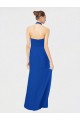 Bleu roi Trapèze Licou Mousseline Longue Robes demoiselle d'honneur Pas Cher