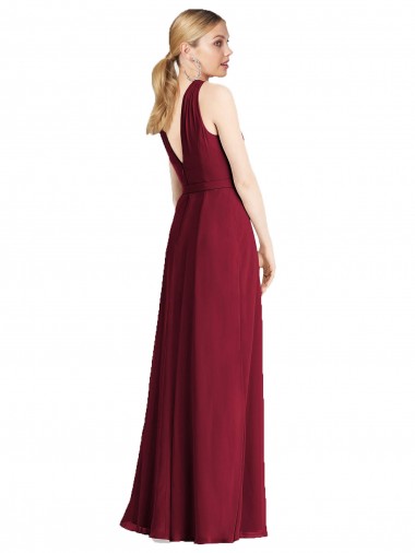 Bleu roi Trapèze Licou Mousseline Longue Robes demoiselle d'honneur