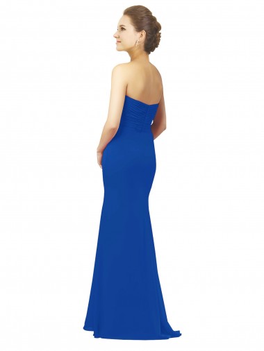 Bleu roi Trapèze Mousseline Longue Robes demoiselle d'honneur