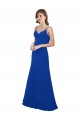 Bleu roi Trapèze Mousseline Longue Robes demoiselle d'honneur Pas Cher