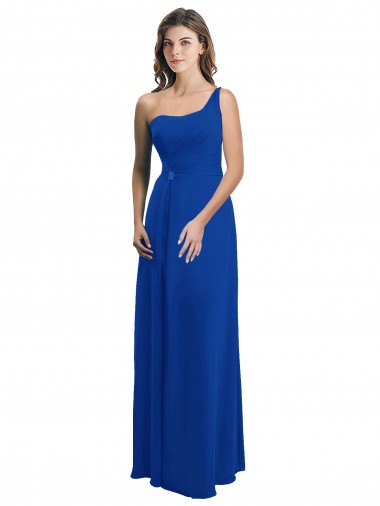 Bleu roi Trapèze Mousseline Longue Robes demoiselle d'honneur Pas Cher