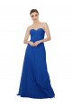 Bleu roi Trapèze Sans bretelle Mousseline Longue Robes demoiselle d'honneur Pas Cher