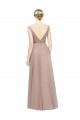 Blush Trapèze Col V Tulle Longue Robes demoiselle d'honneur Pas Cher