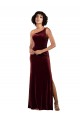 Bordeaux Colonne Velours Stretch Longue Formelles Robes demoiselle d'honneur / Robes de soirée / Robes de bal Pas Cher