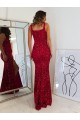 Bordeaux Fourreau Col Carré Paillettes Velours Longue Robes de bal Pas Cher