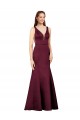 Bordeaux Fourreau Col V Satiné Longue Formelles Robes demoiselle d'honneur / Robes de soirée / Robes de bal Pas Cher