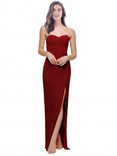 Bordeaux Fourreau Crêpe Stretch Longue Formelles Robes demoiselle d'honneur / Robes de soirée / Robes de bal Pas Cher