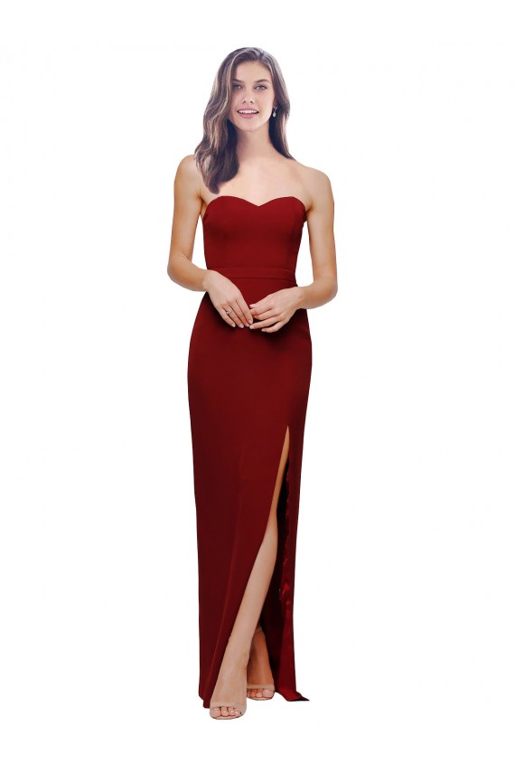 Bordeaux Fourreau Crêpe Stretch Longue Formelles Robes demoiselle d'honneur / Robes de soirée / Robes de bal Pas Cher