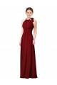 Bordeaux Fourreau Licou Mousseline Longue Robes demoiselle d'honneur Pas Cher