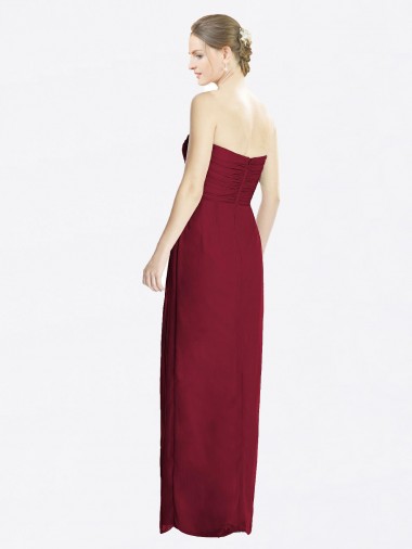 Bordeaux Fourreau Mousseline Longue Robes demoiselle d'honneur