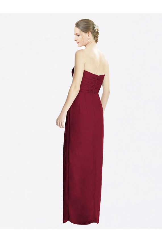 Bordeaux Fourreau Mousseline Longue Robes demoiselle d'honneur Pas Cher