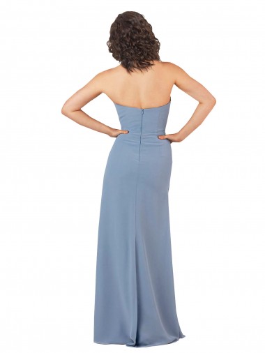 Bordeaux Fourreau Sans bretelle Mousseline Longue Robes demoiselle d'honneur