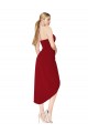 Bordeaux Sirène Col Haut Crêpe Stretch Courte Asymétrique Robes demoiselle d'honneur / Robes de soirée / Robes de cocktail Pas Cher