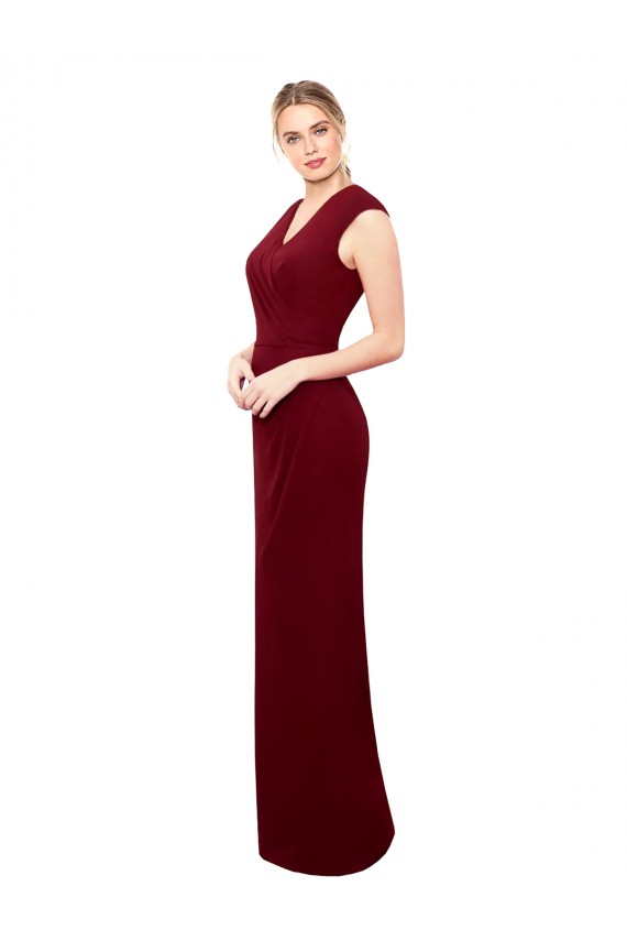 Bordeaux Sirène Col V Mousseline Longue Robes demoiselle d'honneur / Robes de bal Pas Cher
