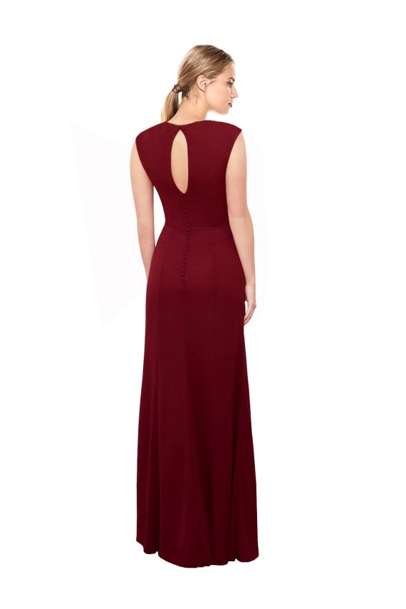 Bordeaux Sirène Col V Mousseline Longue Robes demoiselle d'honneur / Robes de bal Pas Cher