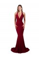 Bordeaux Sirène Licou Col V Spandex Longue Formelles Robes demoiselle d'honneur / Robes de soirée / Robes de bal Pas Cher