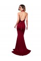 Bordeaux Sirène Licou Col V Spandex Longue Formelles Robes demoiselle d'honneur / Robes de soirée / Robes de bal Pas Cher