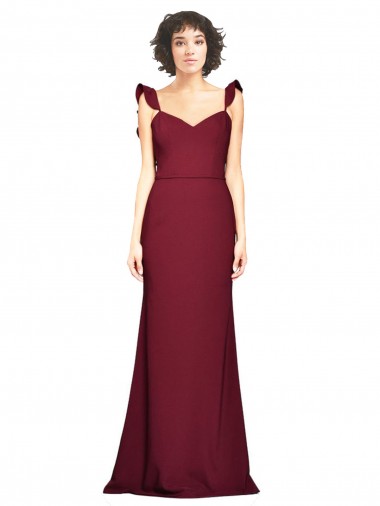 Bordeaux Sirène Sans bretelle Crêpe Stretch Longue Robes demoiselle d'honneur / Robes de bal Pas Cher