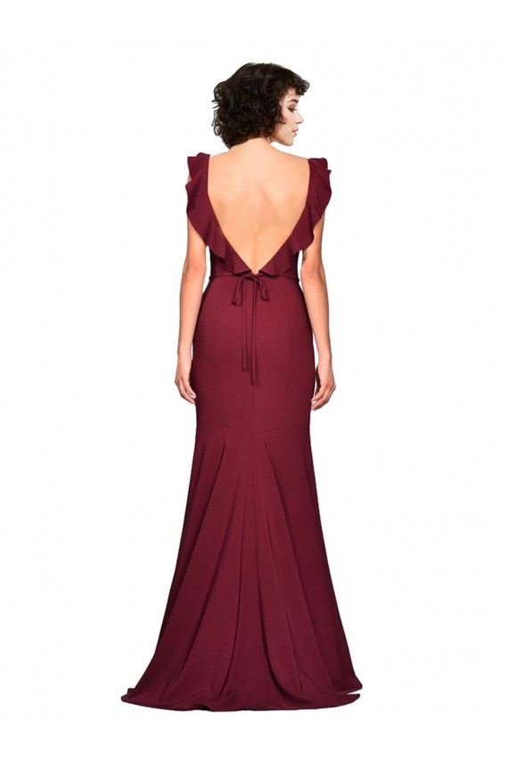 Bordeaux Sirène Sans bretelle Crêpe Stretch Longue Robes demoiselle d'honneur / Robes de bal Pas Cher